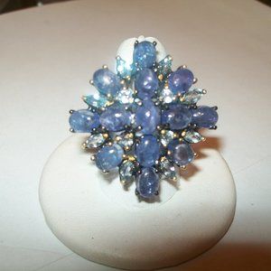 HUGE BEAUTIFUL NATURAL TANZANITE CUSTOM COCKTAIL RING SIZE 8